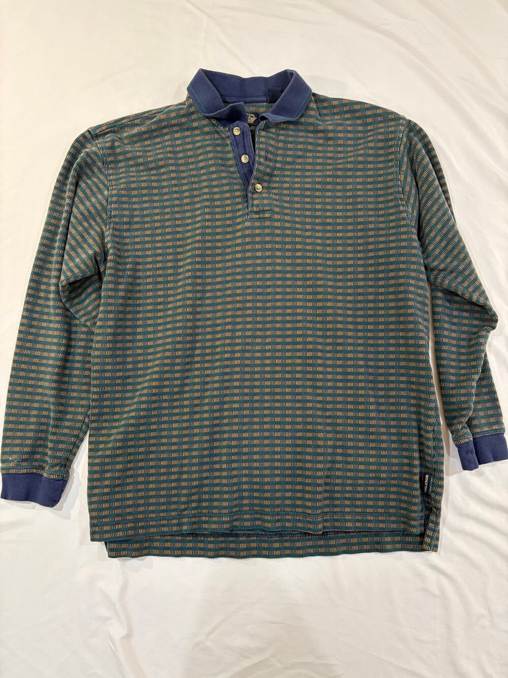 Vintage 90s Dockers 100% Cotton Long Sleeve Polo Shirt Size Medium